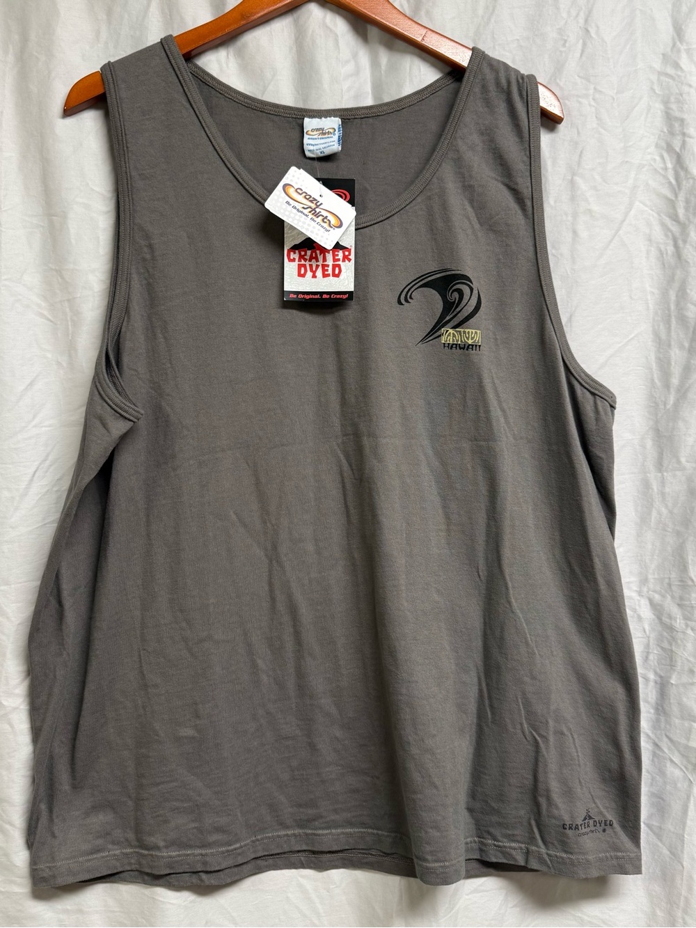 Crazy shirt Crater Dyed Gray hawaii Tank Top with Small Logo size XL